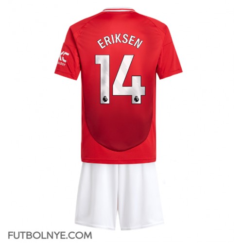 Camiseta Manchester United Christian Eriksen #14 Primera Equipación para niños 2024-25 manga corta (+ pantalones cortos)